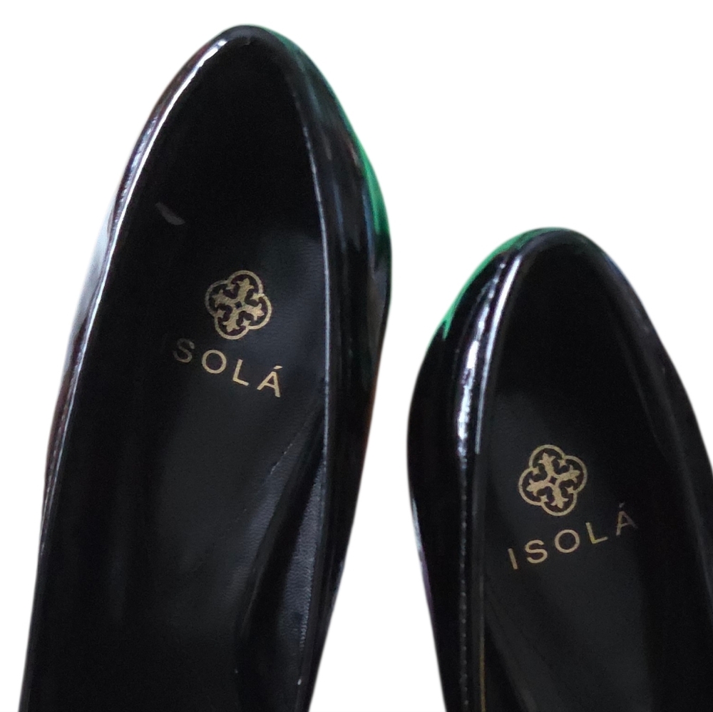 SOLD 6229311Womens Black Patent Leather Slip On Heels Pumps Shoes - Picture 6 of 8